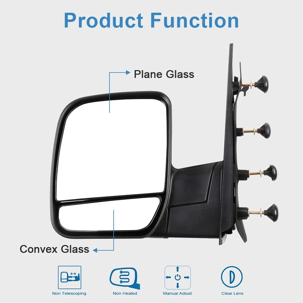 Manual Mirrors Pair Set For 2003-2014 Ford Econoline Black Manual Fold 6B93BC-57 [8]