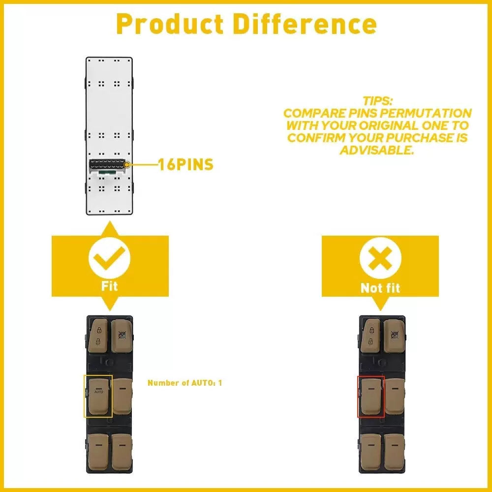 Master Power Window Switch for Sonata Hyundai 2011-2015 Front LH Beige EOA 6B93BC-57 [2]