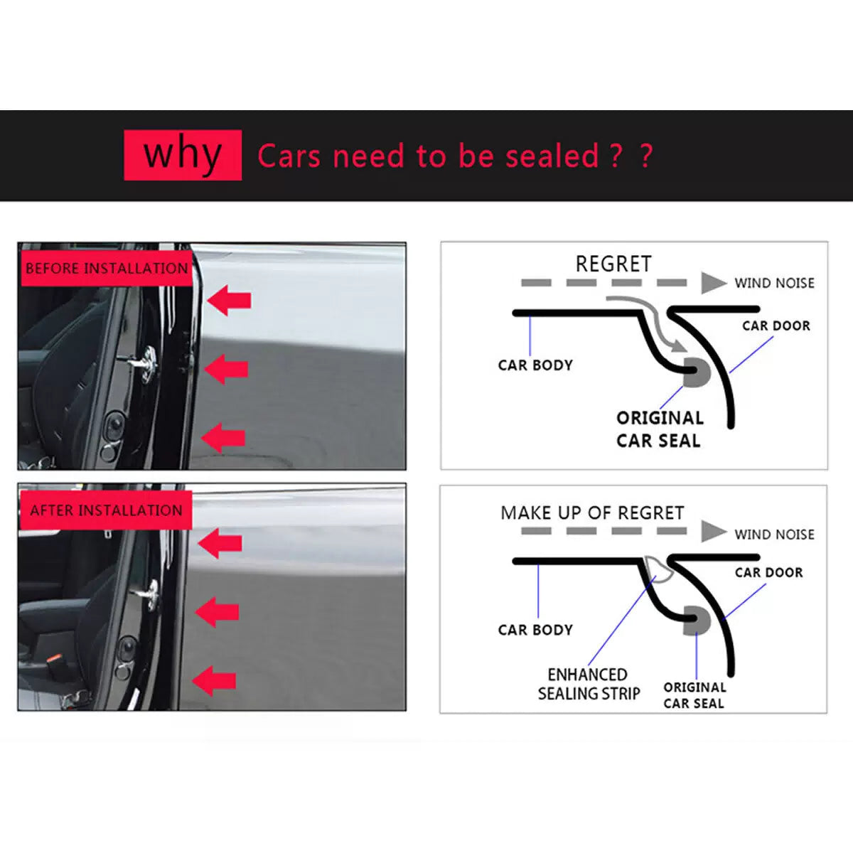 Mazda 6 MPS Door Weather Seal Kit for Wind Noise Reduction and Draft Protection [6]