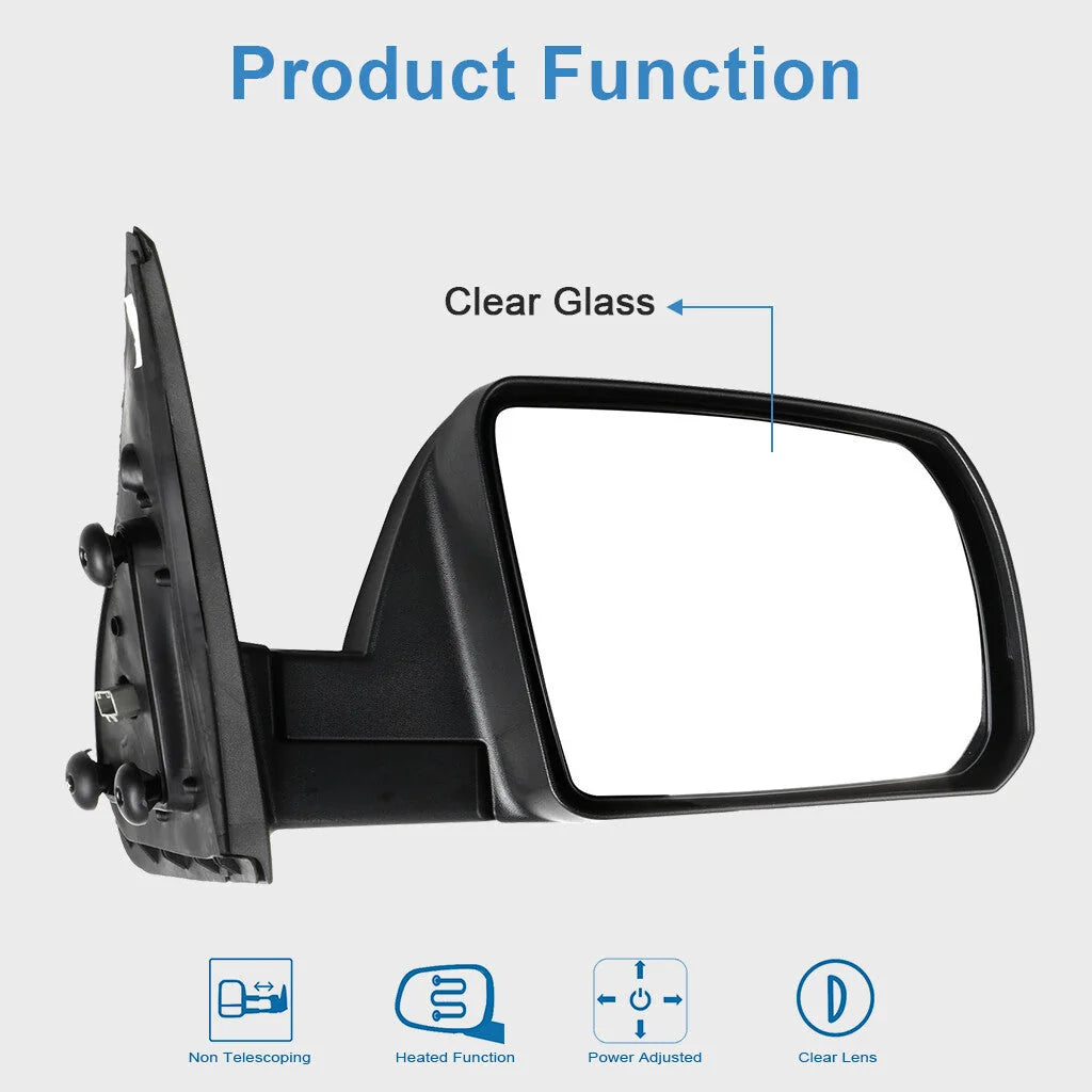 Mirror Power Heated Manual Fold For 07-16 Toyota Tundra Right Side Smooth Black 6B93BC-57 [7]