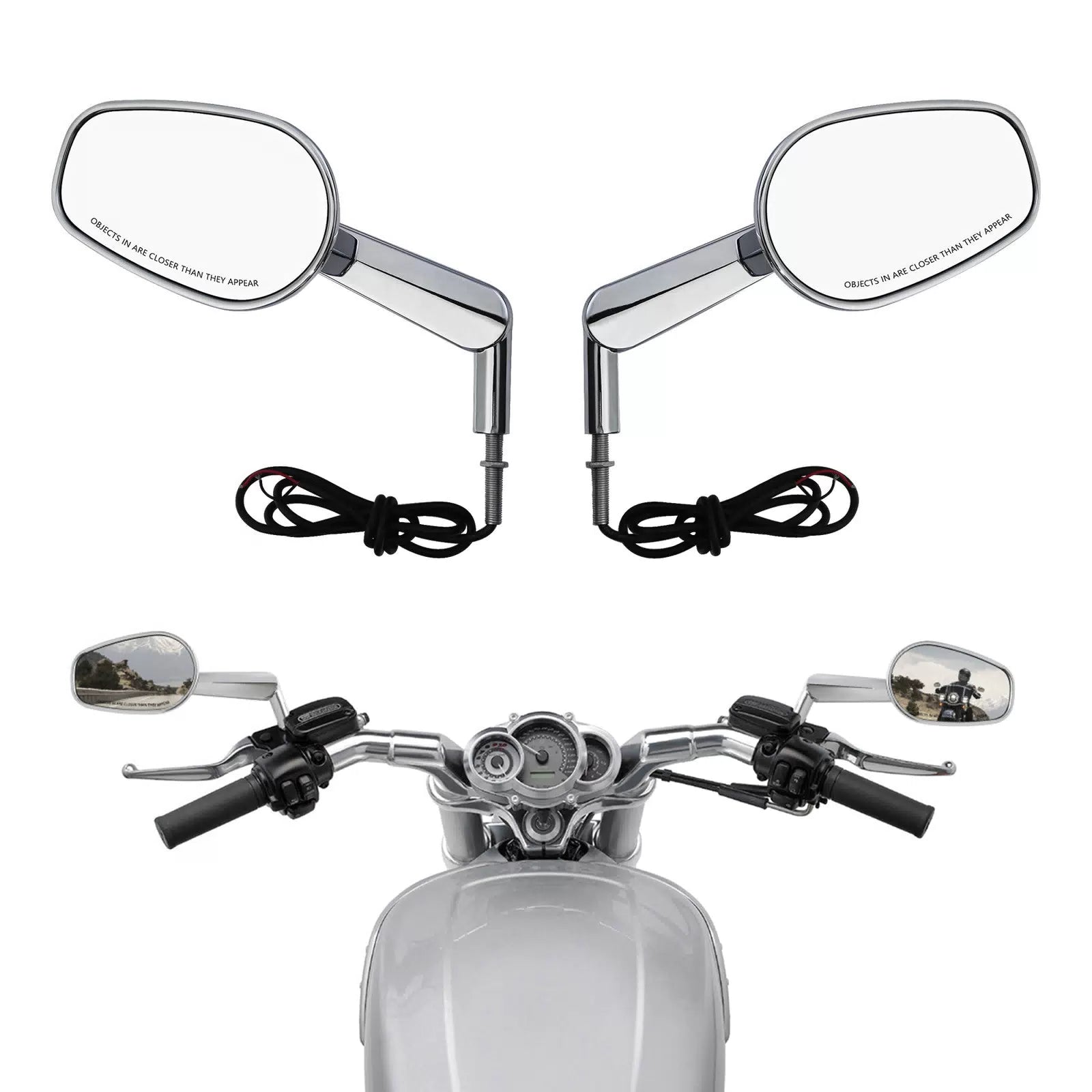 Motorcycle Rearview Mirrors LED Turn Signals Light for Harley  VRSCF 2009-2017 [2]