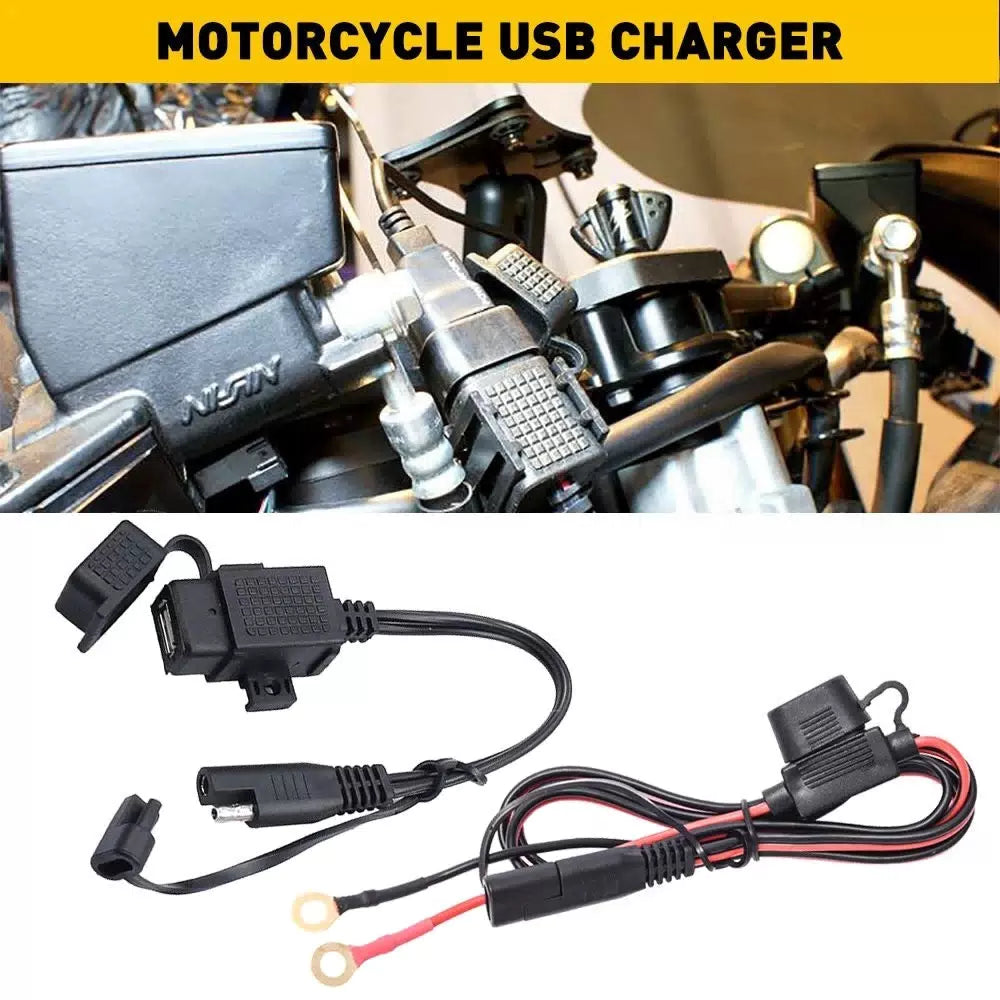 Motorcycle SAE to USB Adapter Cable 2.1A Phone GPS Charger USB Outlet Waterproof 6B93BC-57 [1]