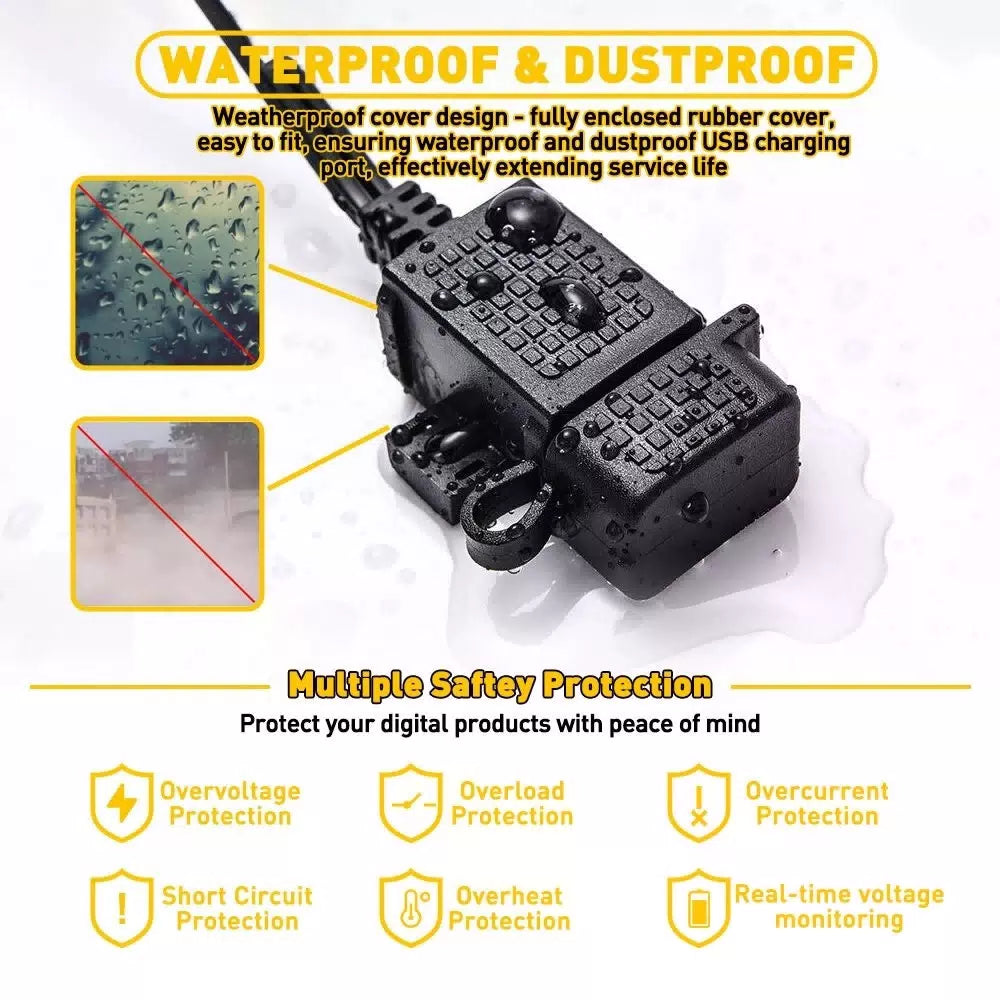 Motorcycle SAE to USB Adapter Cable 2.1A Phone GPS Charger USB Outlet Waterproof 6B93BC-57 [4]