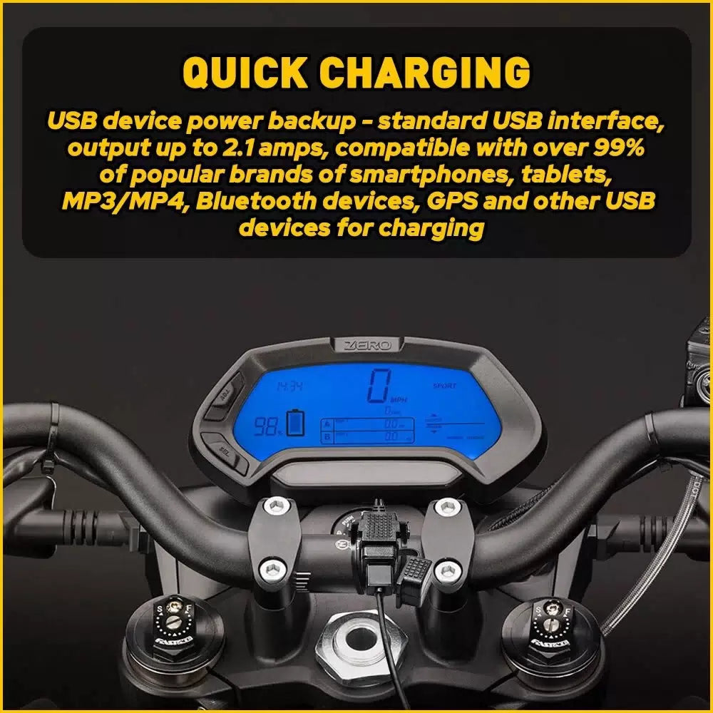 Motorcycle SAE to USB Adapter Cable 2.1A Phone GPS Charger USB Outlet Waterproof 6B93BC-57 [6]