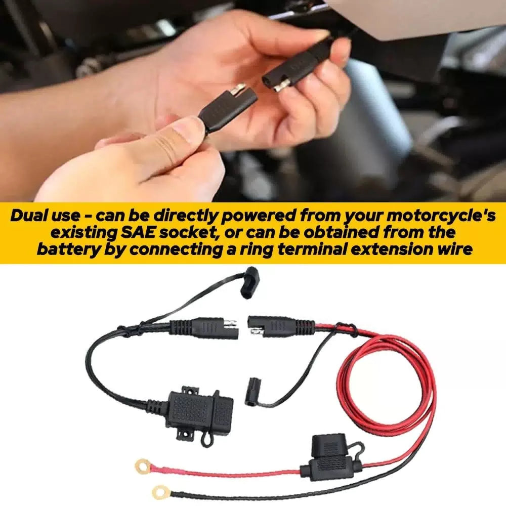 Motorcycle SAE to USB Adapter Cable 2.1A Phone GPS Charger USB Outlet Waterproof 6B93BC-57 [7]