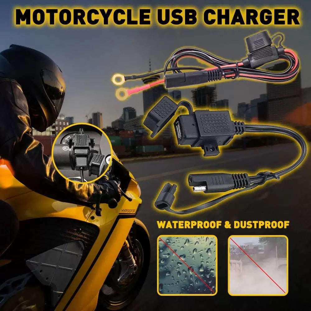 Motorcycle SAE to USB Adapter Cable 2.1A Phone GPS Charger USB Outlet Waterproof 6B93BC-57 [8]