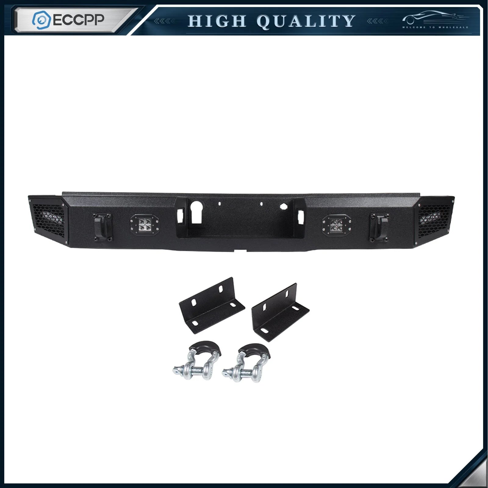 Offroad Front Rear Bumper Steel w Lights D-rings Winch for 2015-2017 ford F-150 6B93BC-57 [11]