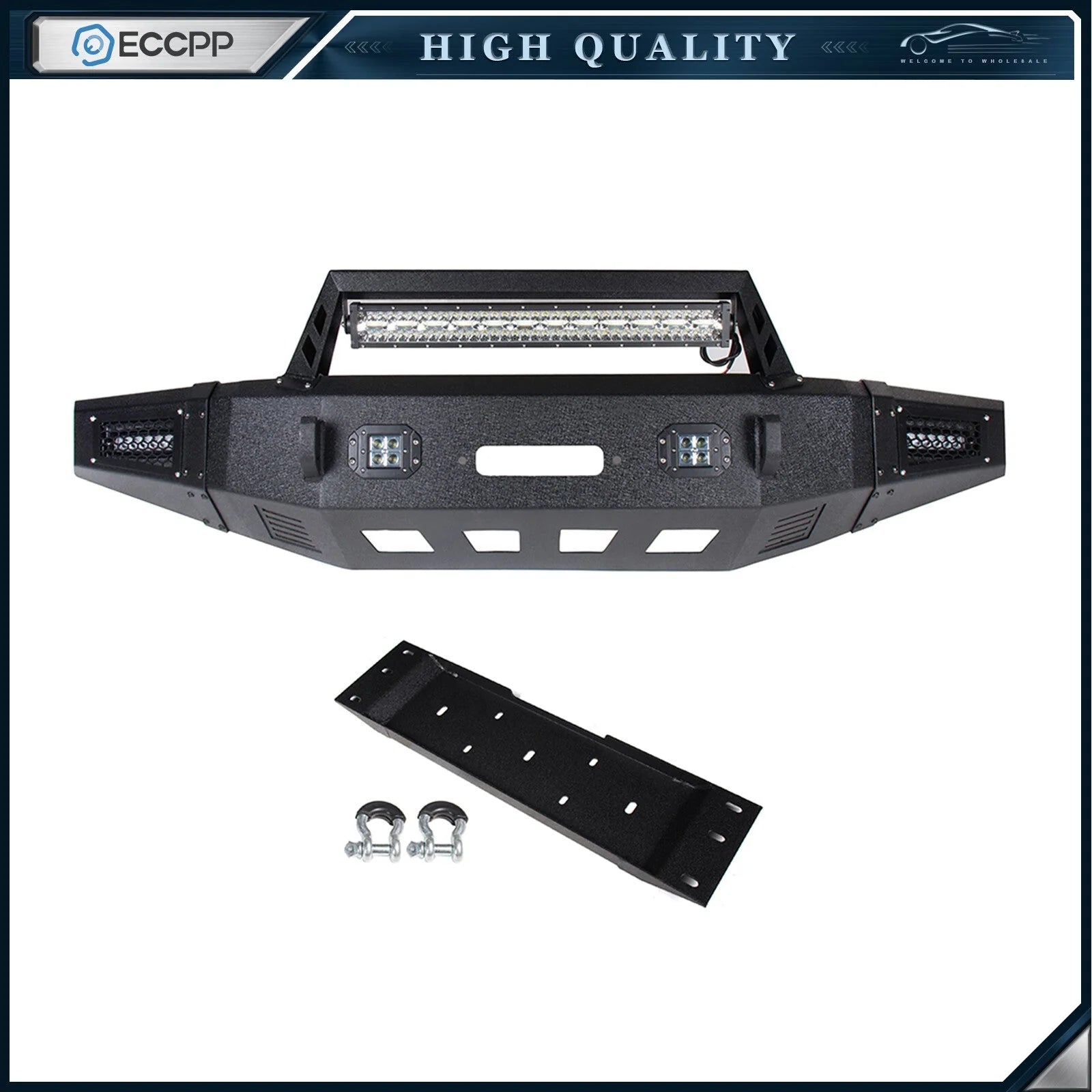 Offroad Front Rear Bumper Steel w Lights D-rings Winch for 2015-2017 ford F-150 6B93BC-57 [5]