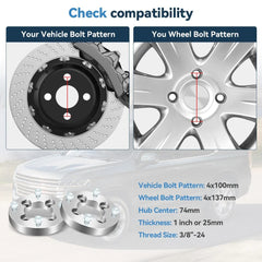 Pair 1" 4x100 to 4x137 Wheel Adapters For Polaris 4/100 to Honda 4/137 Wheel 6B93BC-57 [2]