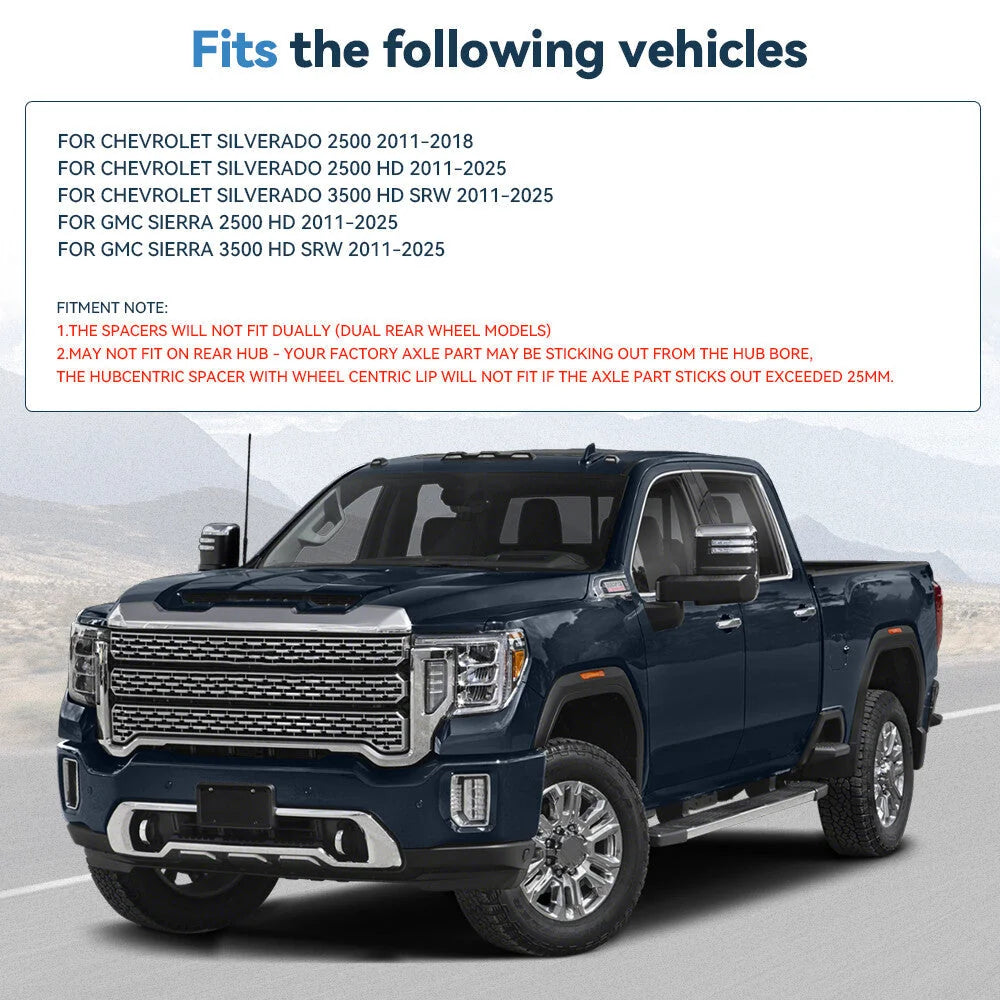 Pair 1" 8x180 Hub Centric Wheel Spacers For Chevy Silverado 2500 HD Front Only 6B93BC-57 [3]