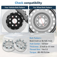 Pair 2 inch 8x6.5 Hub Centric Wheel Spacers 14x1.5 For 2013-2024 Ram 2500 3500 6B93BC-57 [2]