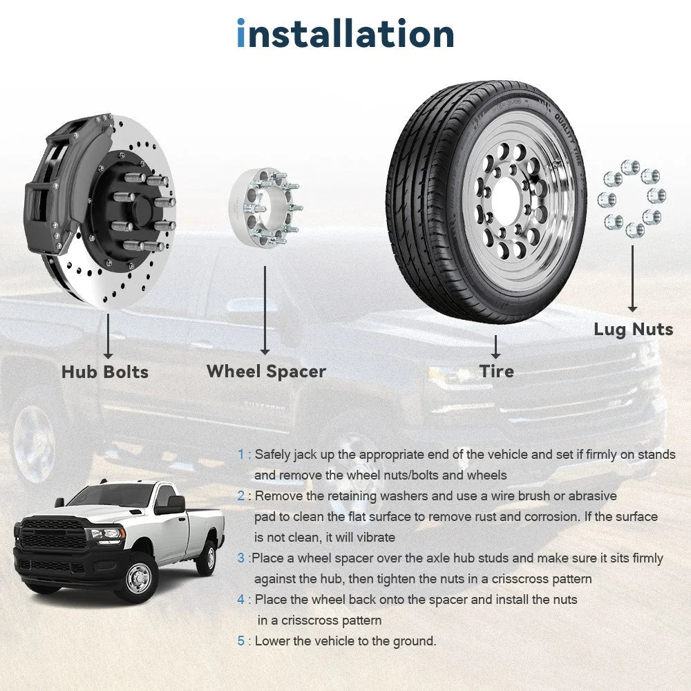 Pair 2 inch 8x6.5 Hub Centric Wheel Spacers 14x1.5 For 2013-2024 Ram 2500 3500 6B93BC-57 [6]
