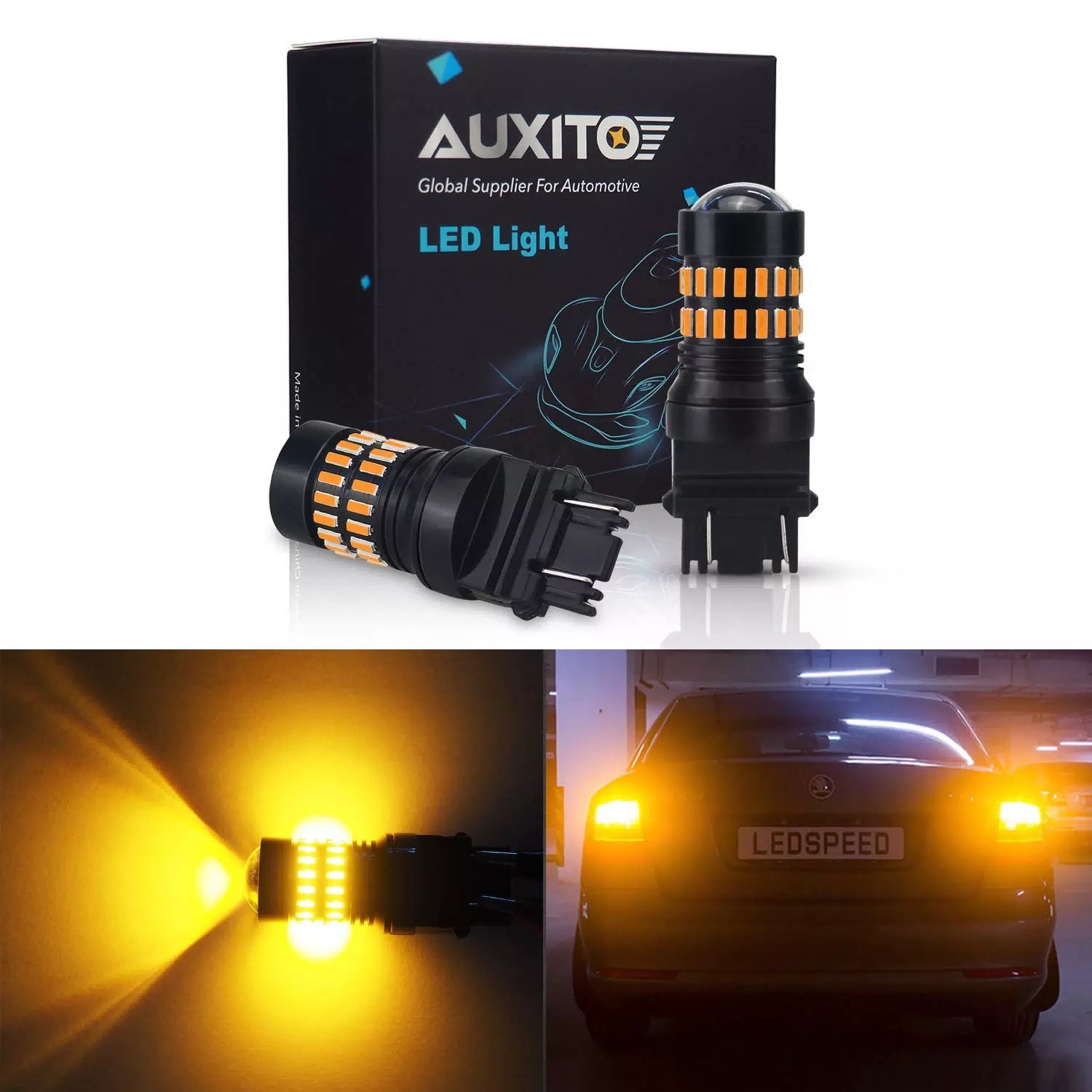 Pair 48smd Turn Signal Light 3157 Amber Yellow LED Bulb for 01~12 Ford Escape 6B93BC-57 [1]