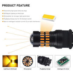 Pair 48smd Turn Signal Light 3157 Amber Yellow LED Bulb for 01~12 Ford Escape 6B93BC-57 [3]