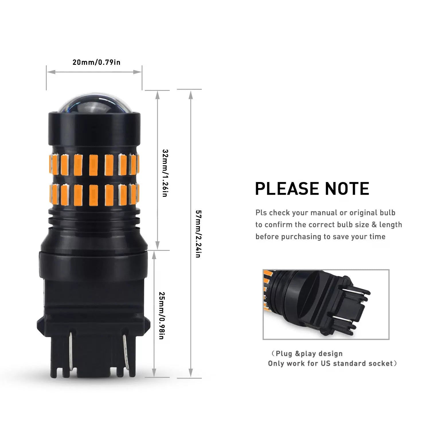 Pair 48smd Turn Signal Light 3157 Amber Yellow LED Bulb for 01~12 Ford Escape 6B93BC-57 [4]