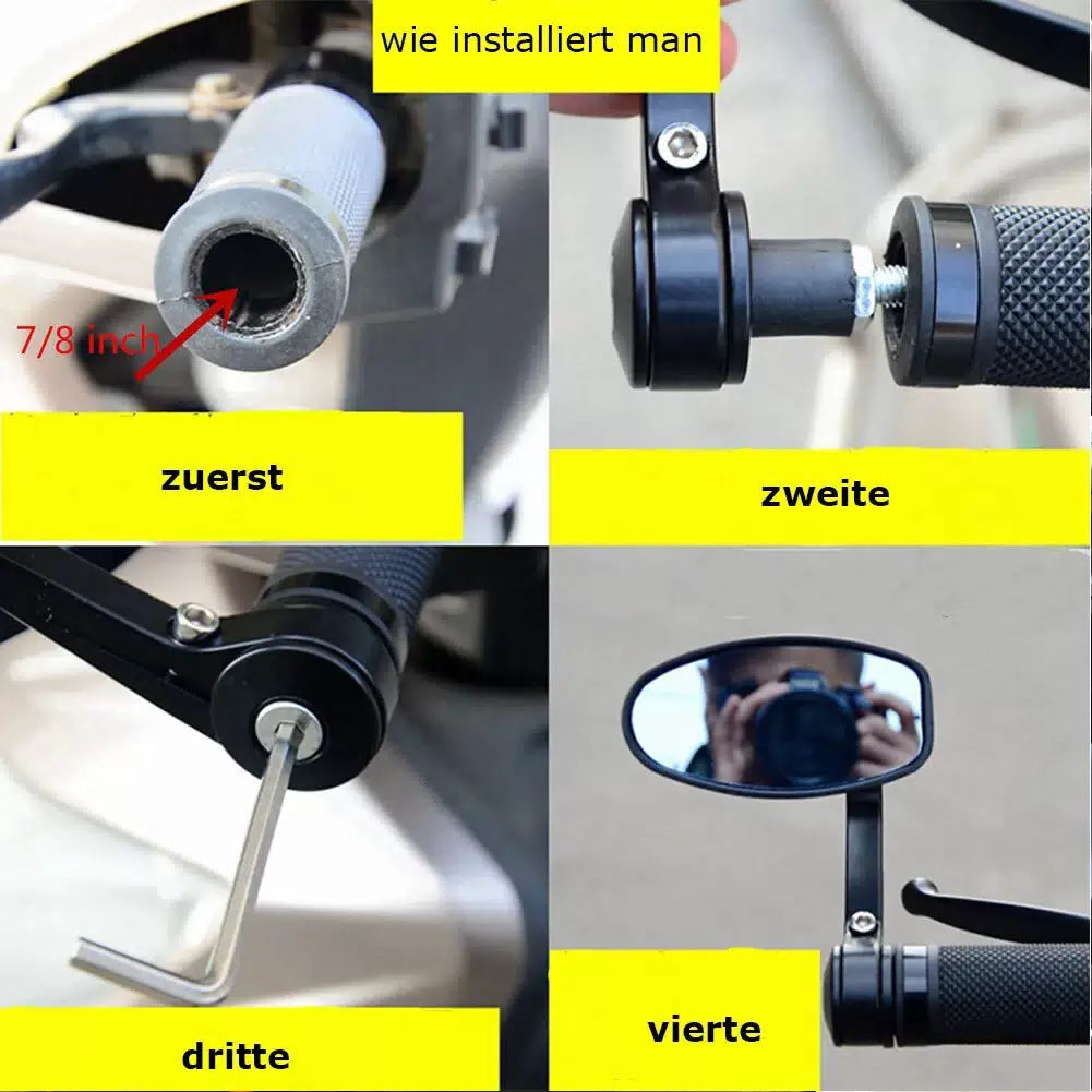 Pair 7/8" 22mm Hollow Bar End Mirror Rearview For Honda Grom MSX125 Custom 125cc [7]