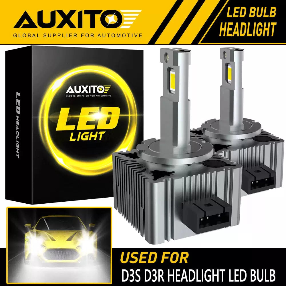 Pair AUXITO D3S D3R LED Headlight Bulbs Kit 6000K White HID Conversion Lamp EOA AUXITO [1]