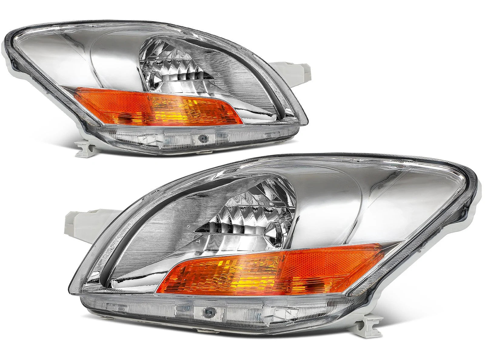 Pair Chrome Headlights Assembly For 2007-2011 Toyota Yaris 1.5L Sedan 4-Door 6B93BC-57 [1]