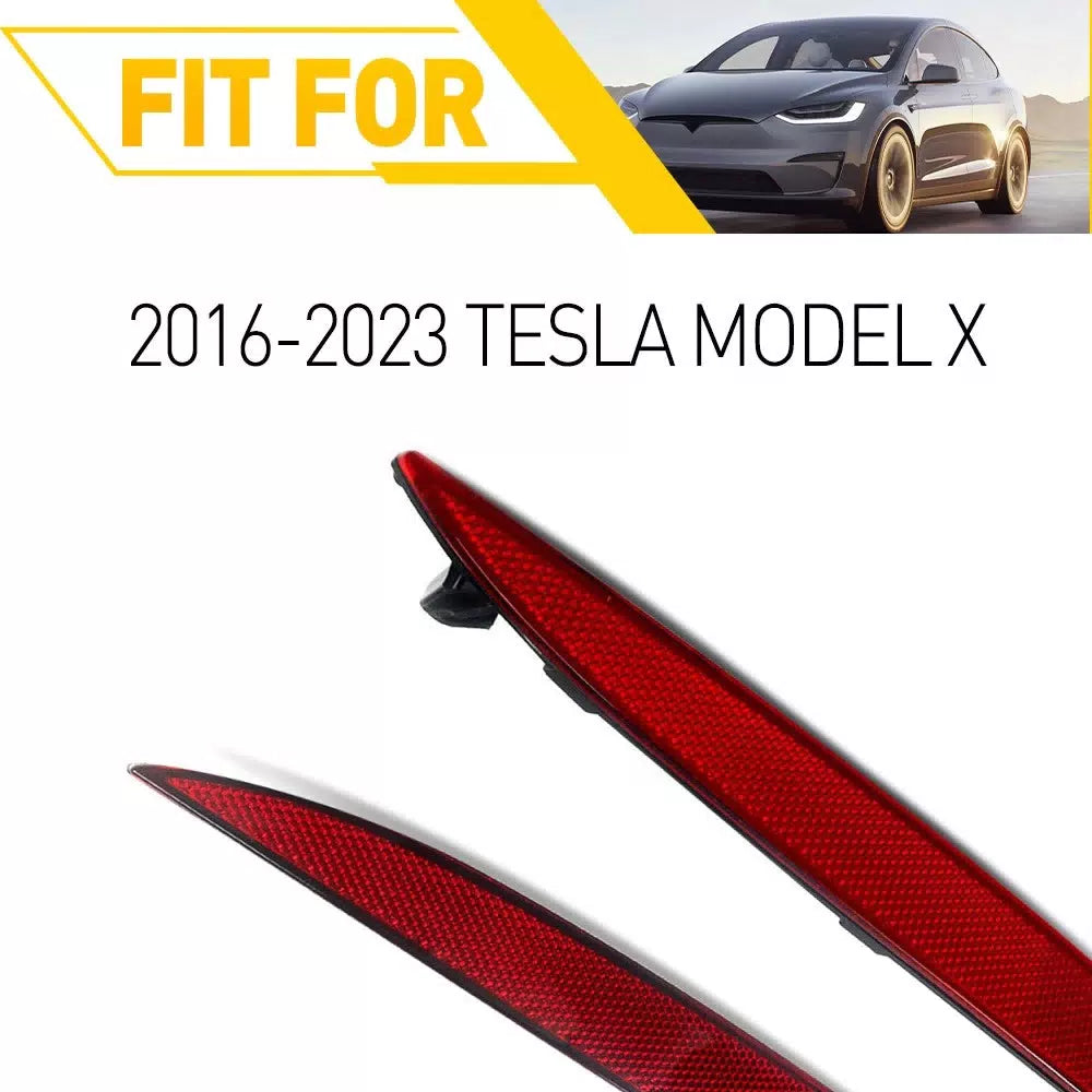 Pair For 2016-2023 Tesla X Model Rear Bumper Reflector Red Light 103 4342 00 C 6B93BC-57 [2]