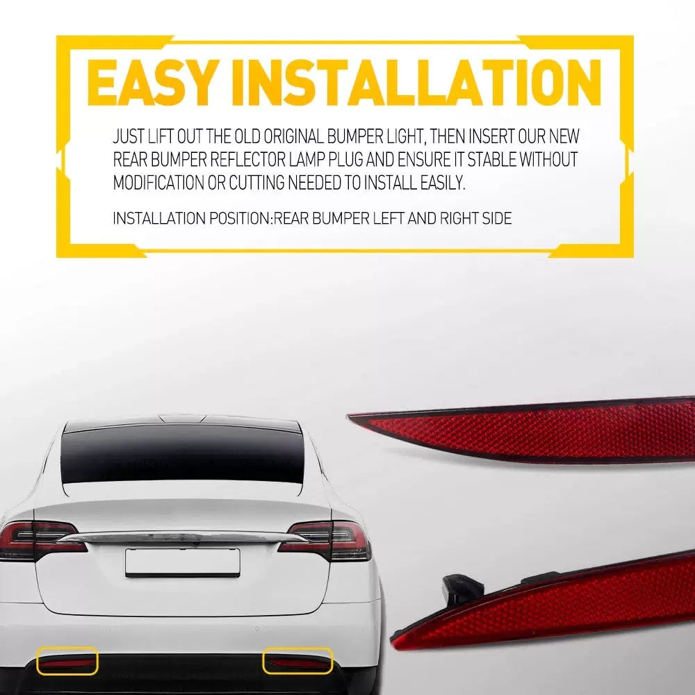 Pair For 2016-2023 Tesla X Model Rear Bumper Reflector Red Light 103 4342 00 C 6B93BC-57 [9]