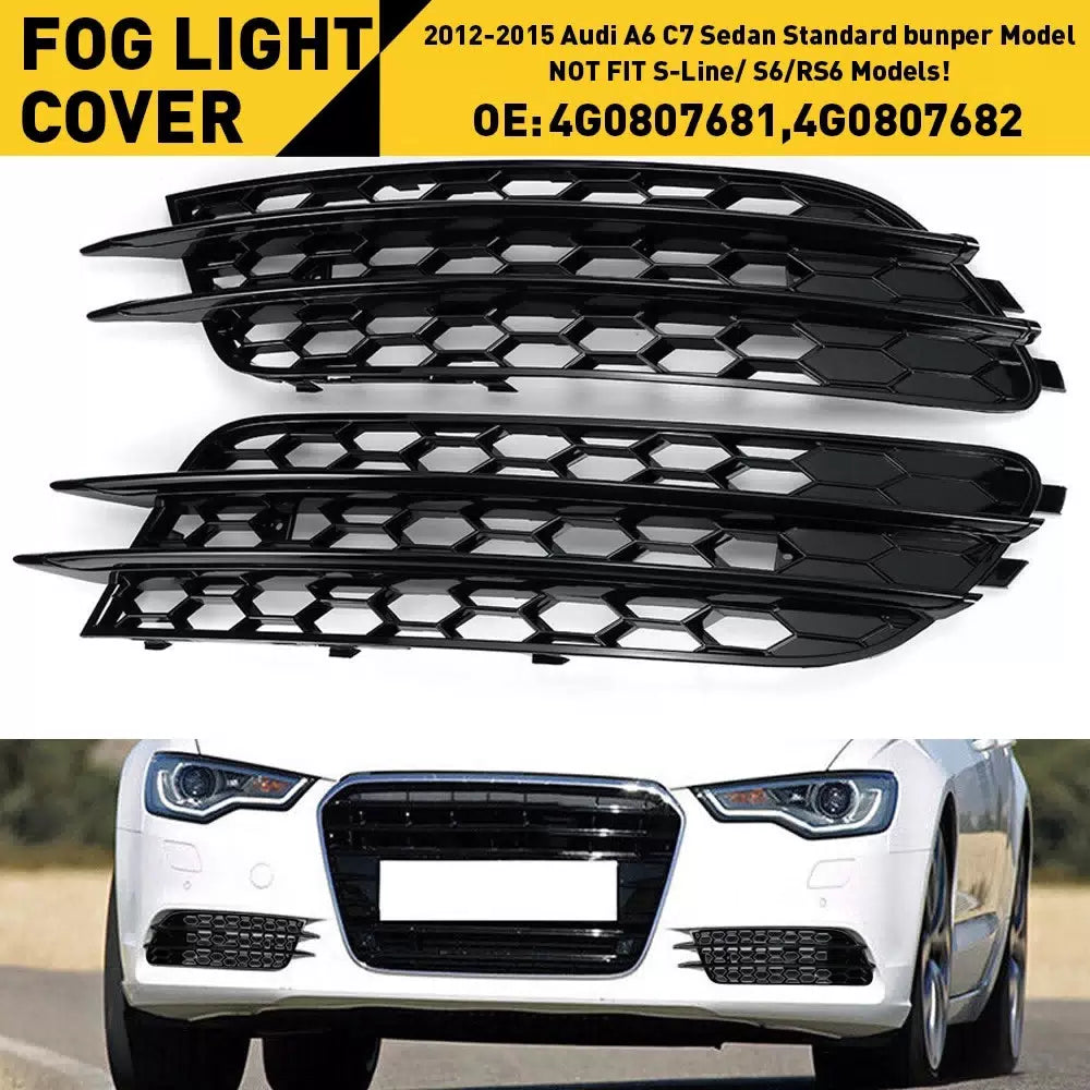 Pair Front Bumper Grill Fog Light Lamp Cover Trim For 2012-2015 Audi A6 C7 Sedan 6B93BC-57 [1]
