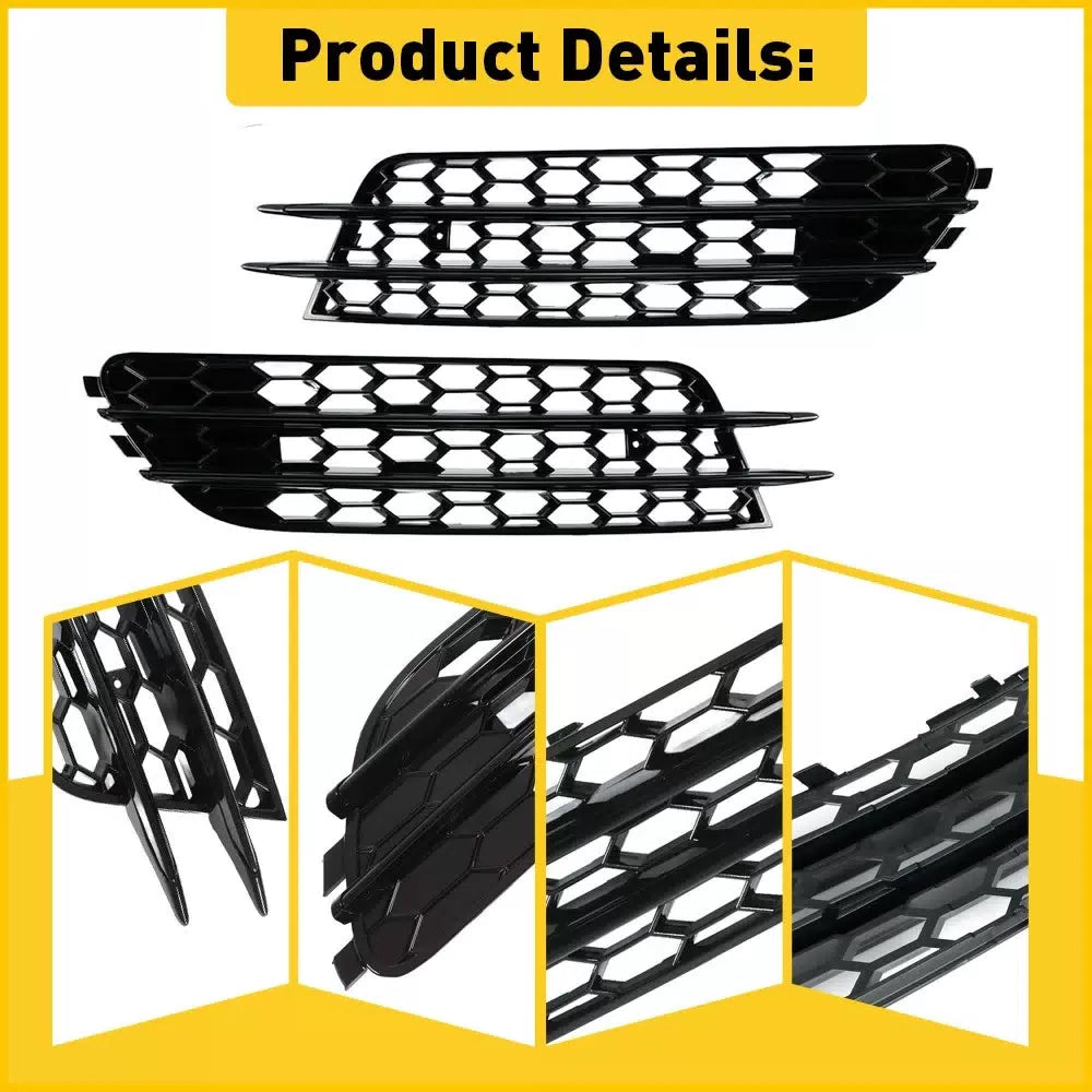 Pair Front Bumper Grill Fog Light Lamp Cover Trim For 2012-2015 Audi A6 C7 Sedan 6B93BC-57 [3]