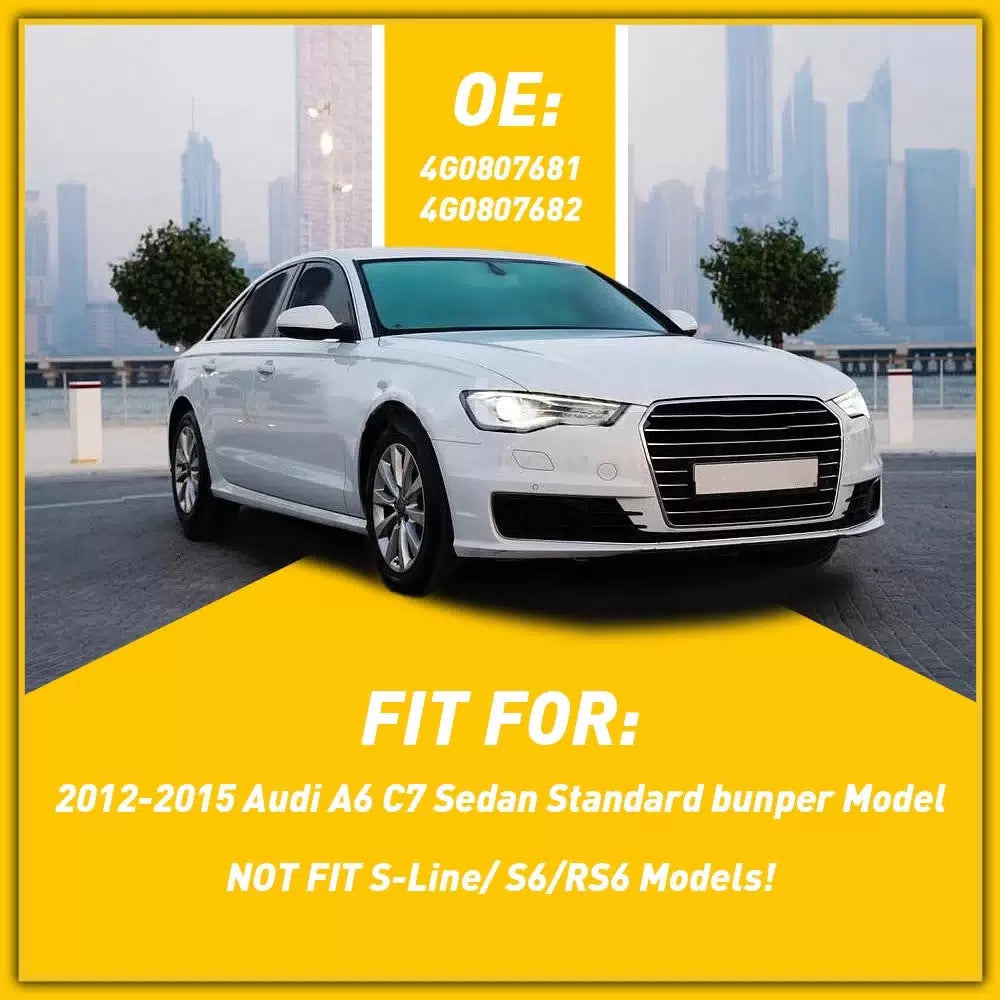 Pair Front Bumper Grill Fog Light Lamp Cover Trim For 2012-2015 Audi A6 C7 Sedan 6B93BC-57 [6]