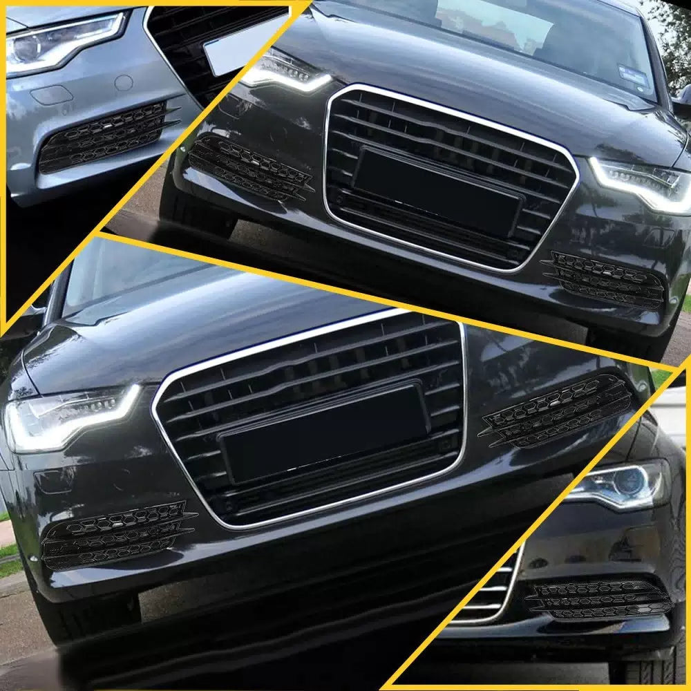 Pair Front Bumper Grill Fog Light Lamp Cover Trim For 2012-2015 Audi A6 C7 Sedan 6B93BC-57 [8]