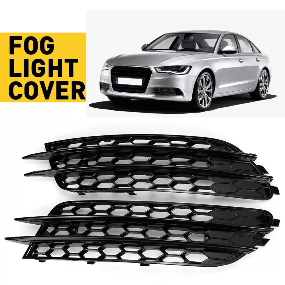 Pair Front Bumper Grill Fog Light Lamp Cover Trim For 2012-2015 Audi A6 C7 Sedan 6B93BC-57 [9]