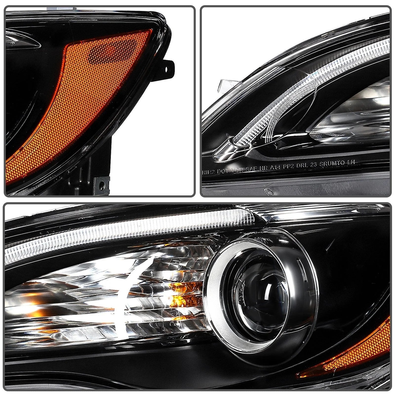 Pair Headlights Assembly Fits 2011-14 Chrysler 200 2.4L 3.6L Black w/Projector 6B93BC-57 [10]