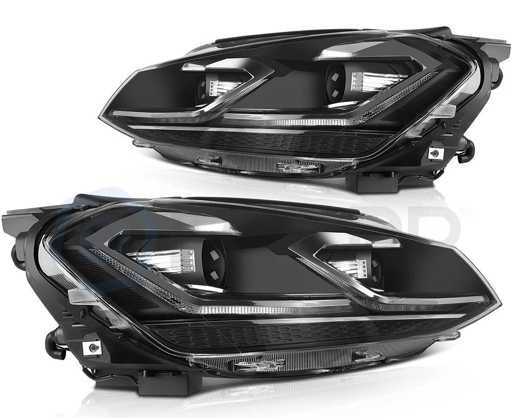 Pair Headlights Assembly Fits 2015-2017 Volkswagen Golf Black Projector 6B93BC-57 [2]