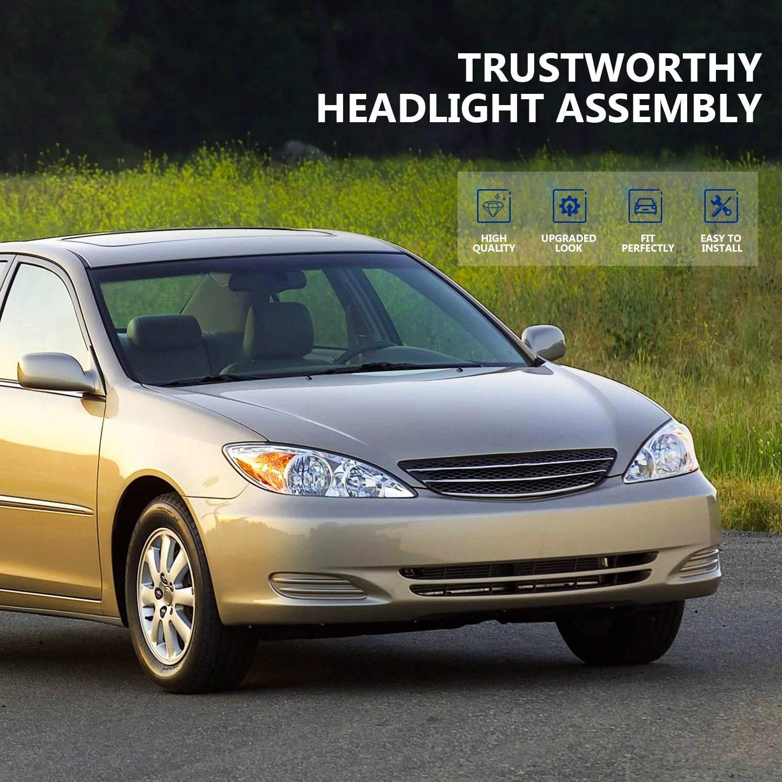 Pair Headlights Assembly For 02-04 Toyota Camry Headlamps Assembly Replacement 6B93BC-57 [6]