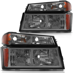 Pair Headlights Assembly For 2004-2012 Chevrolet Colorado GMC Canyon Smoke Amber 6B93BC-57 [1]