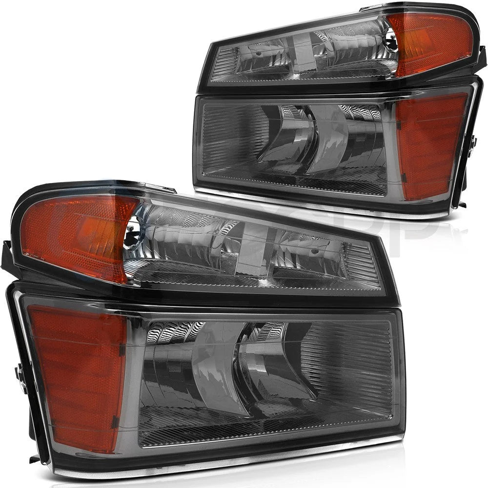 Pair Headlights Assembly For 2004-2012 Chevrolet Colorado GMC Canyon Smoke Amber 6B93BC-57 [2]
