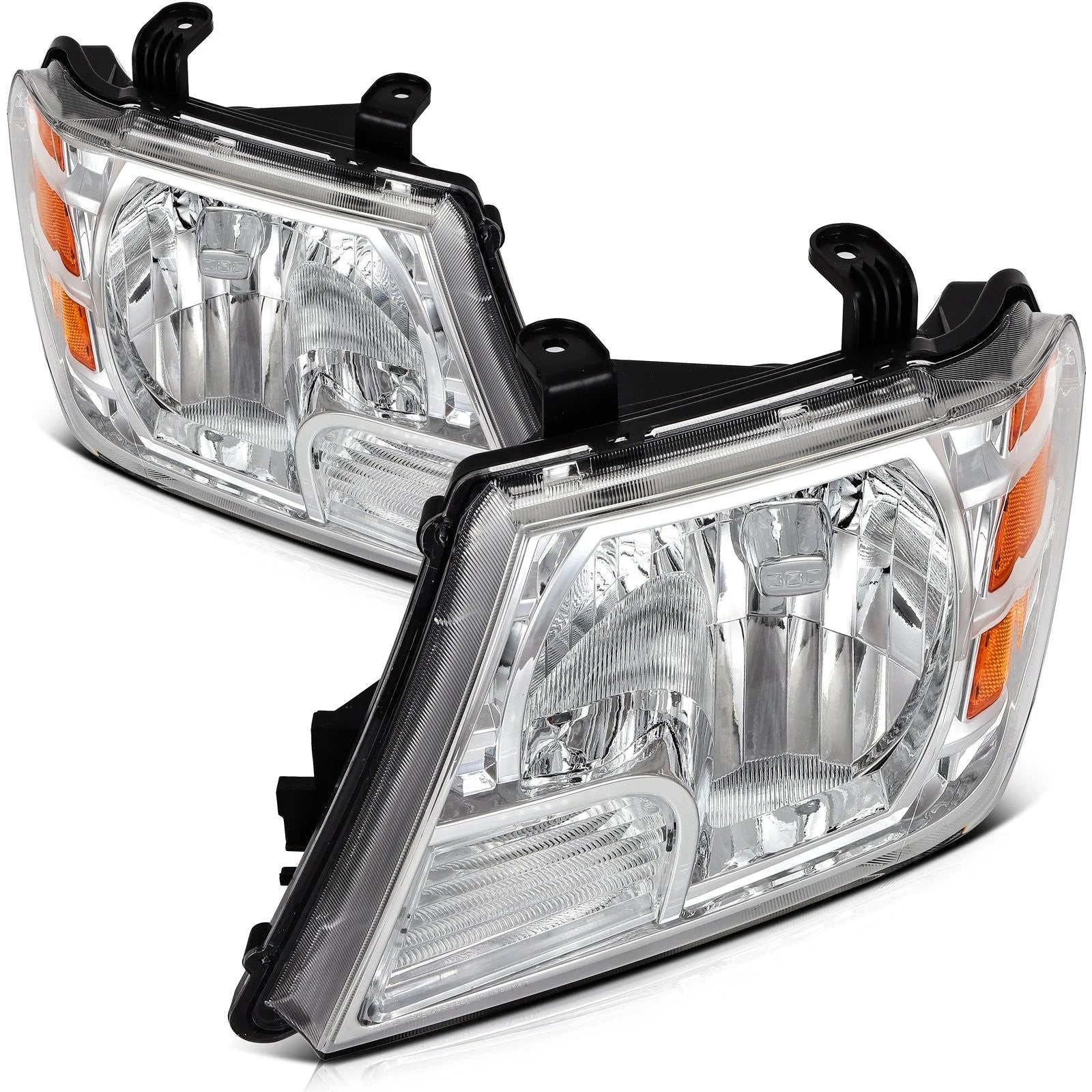 Pair Headlights Assembly For 2009-2019 Nissan For Frontier Truck Chrome Amber 6B93BC-57 [4]