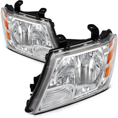 Pair Headlights Assembly For 2009-2019 Nissan For Frontier Truck Chrome Amber 6B93BC-57 [4]