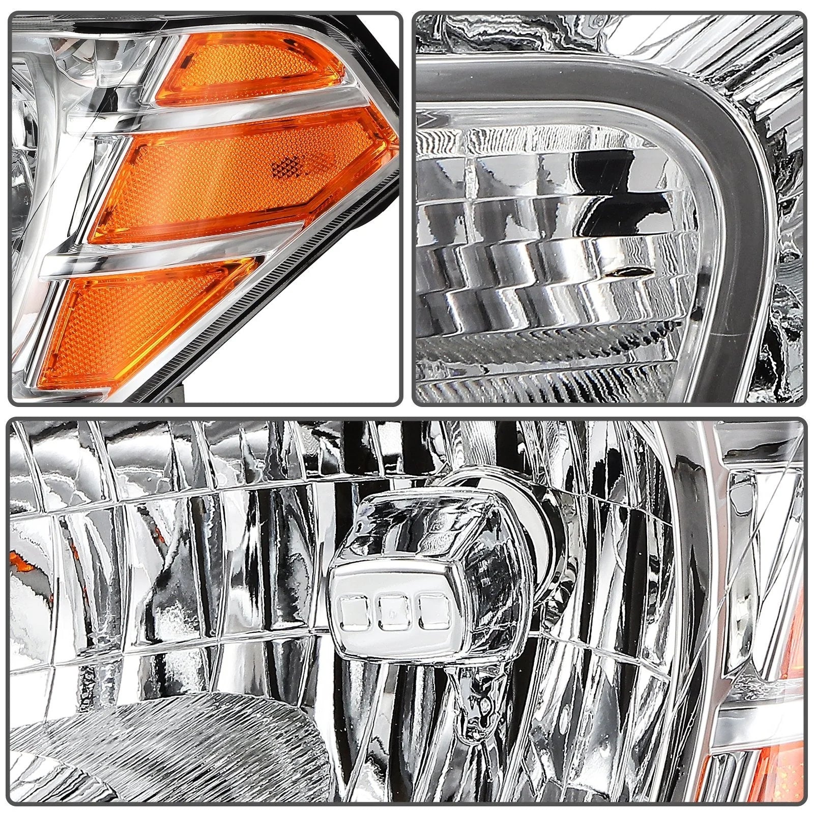 Pair Headlights Assembly For 2009-2019 Nissan For Frontier Truck Chrome Amber 6B93BC-57 [5]
