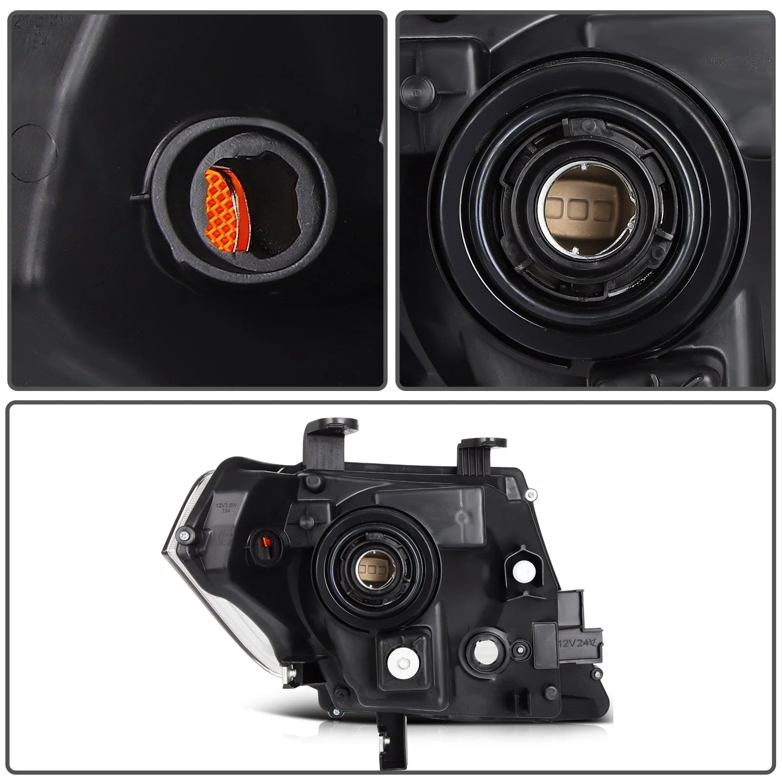 Pair Headlights Assembly For 2009-2019 Nissan For Frontier Truck Chrome Amber 6B93BC-57 [6]