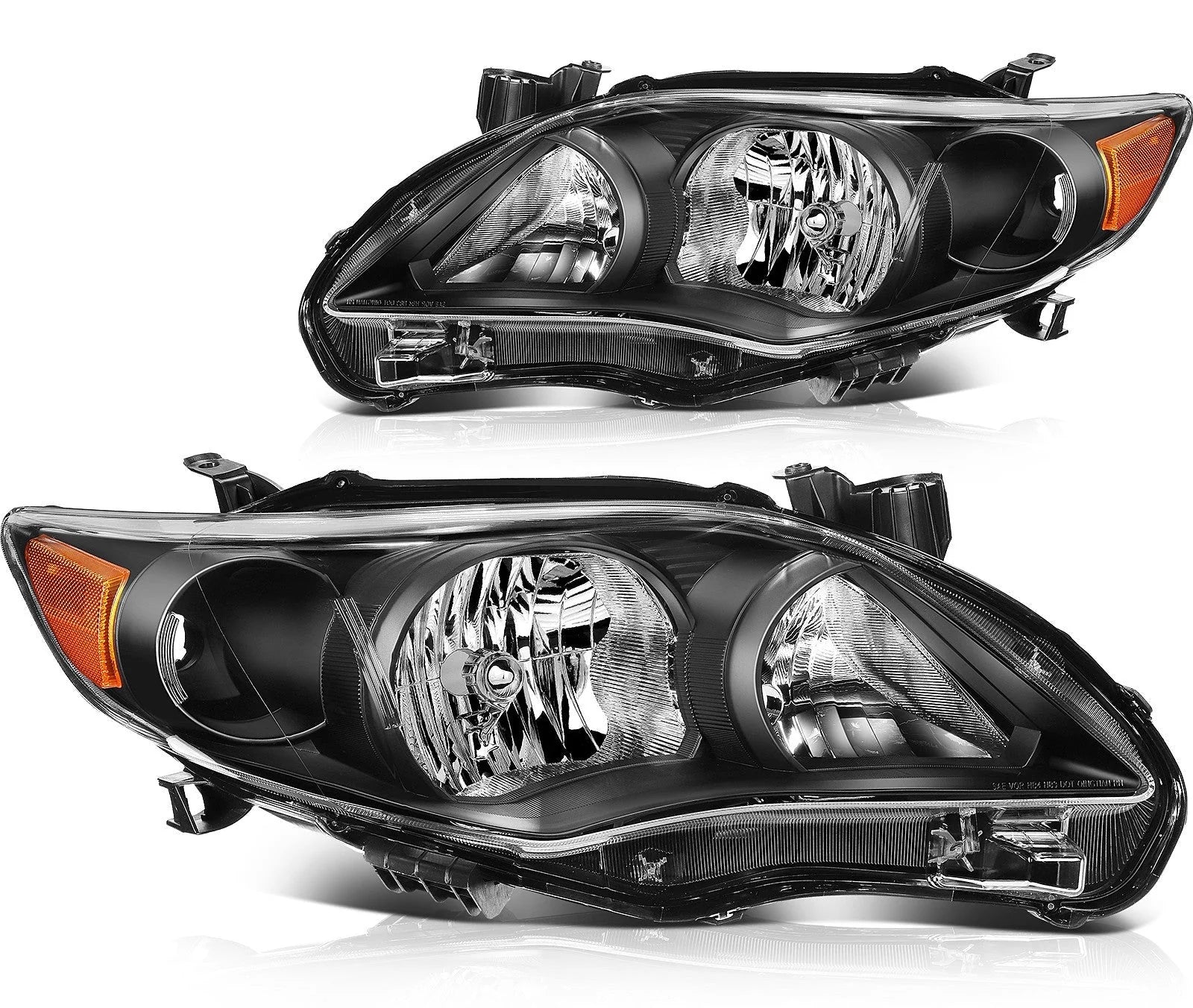 Pair Headlights Assembly For 2011-2013 Toyota For Corolla 1.8L 2.4L Black Amber 6B93BC-57 [1]