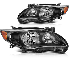 Pair Headlights Assembly For 2011-2013 Toyota For Corolla 1.8L 2.4L Black Amber 6B93BC-57 [1]