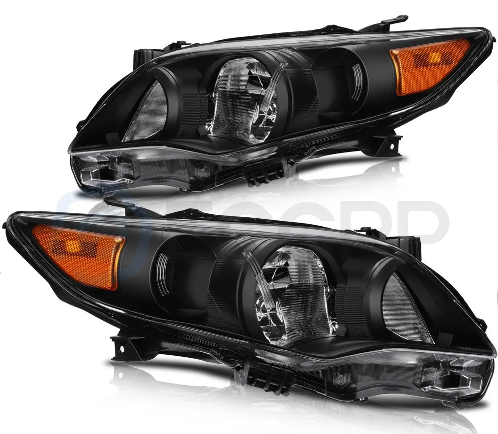 Pair Headlights Assembly For 2011-2013 Toyota For Corolla 1.8L 2.4L Black Amber 6B93BC-57 [2]