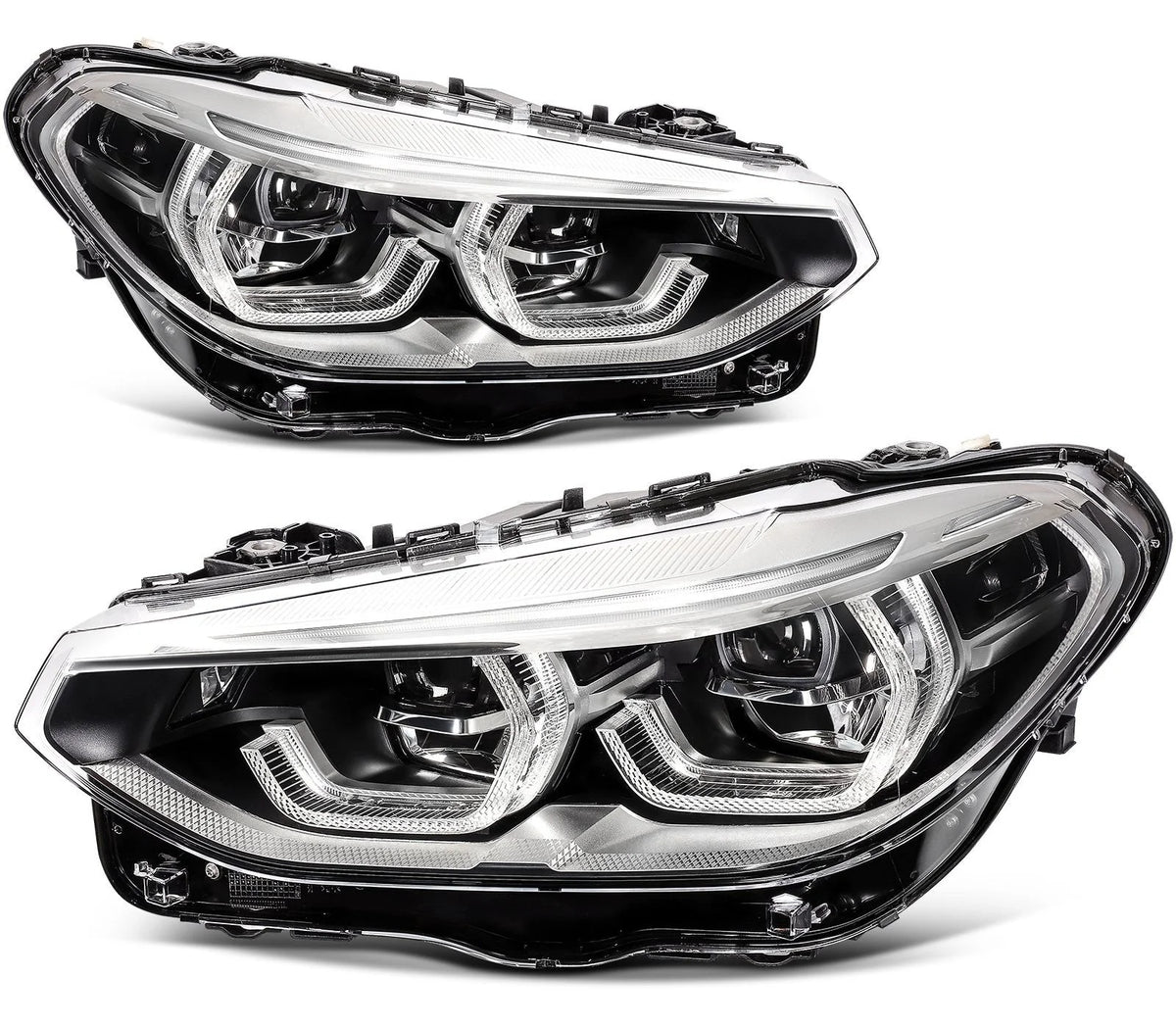 Pair Kit Full LED Headlights Assembly For 2018-2021 BMW X3 X4 2.0L 3.0L Black 6B93BC-57 [1]