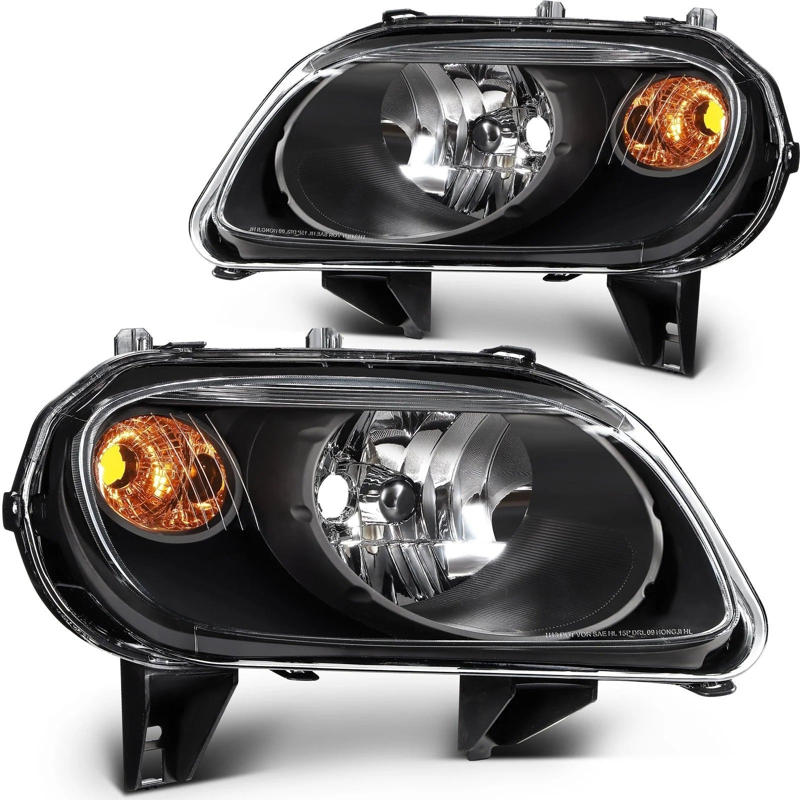 Pair Kit Halogen Headlights Assembly For 2006-2011 Chevrolet HHR Black Amber KOEEP [5]