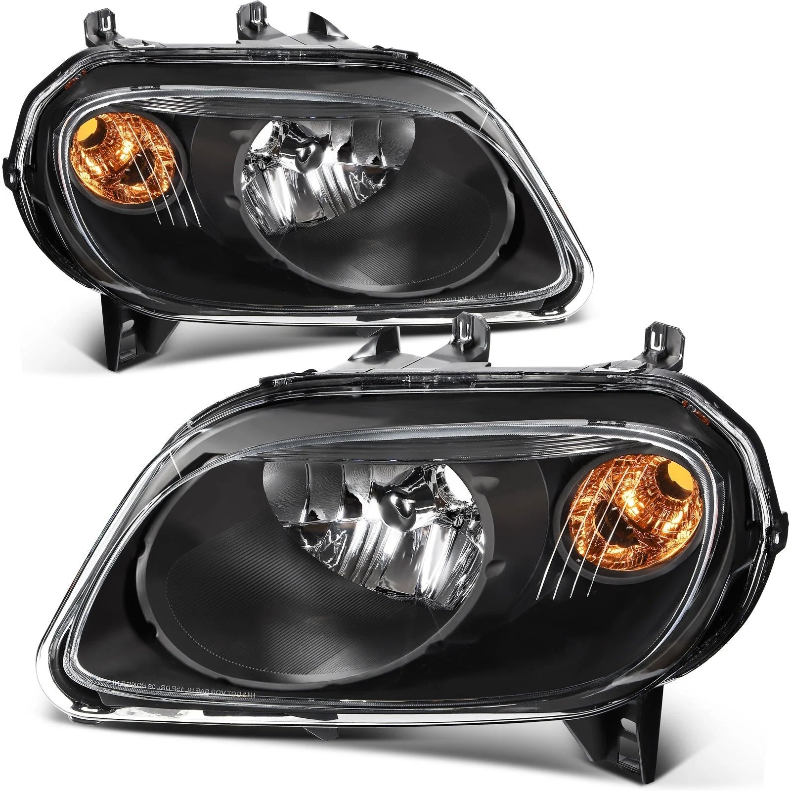 Pair Kit Halogen Headlights Assembly For 2006-2011 Chevrolet HHR Black Amber KOEEP [6]