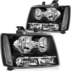 Pair Kit Headlights Assembly For 2007-2014 Chevy Avalanche Suburban Tahoe Black 6B93BC-57 [1]
