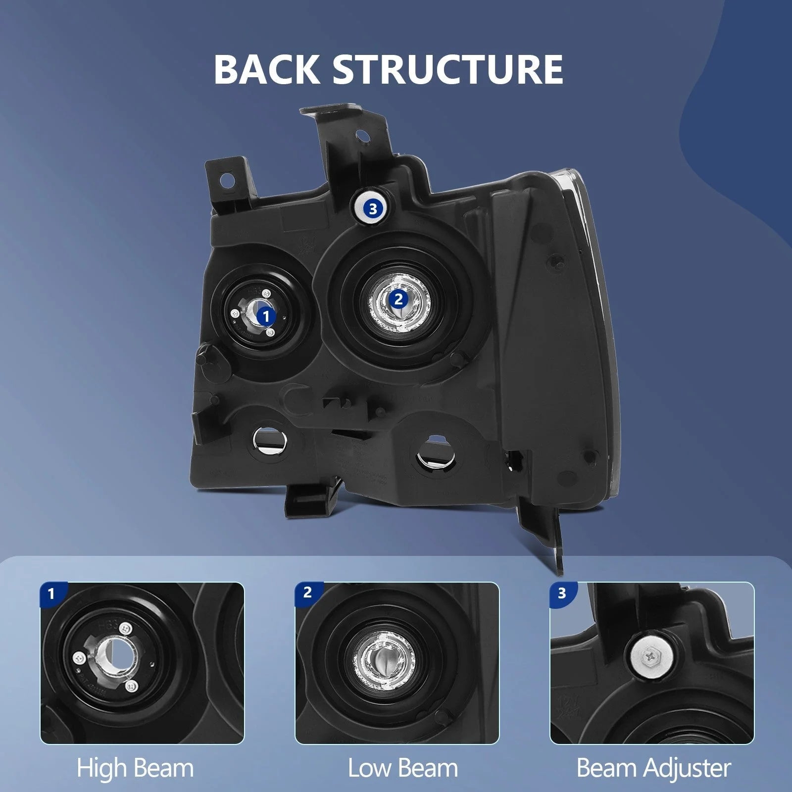 Pair Kit Headlights Assembly For 2007-2014 Chevy Avalanche Suburban Tahoe Black 6B93BC-57 [4]
