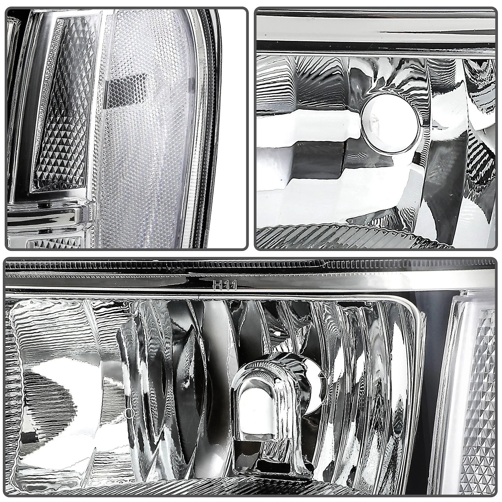 Pair Kit Headlights Assembly For 2007-2014 GMC Sierra 1500 2500HD 3500HD Chrome 6B93BC-57 [3]