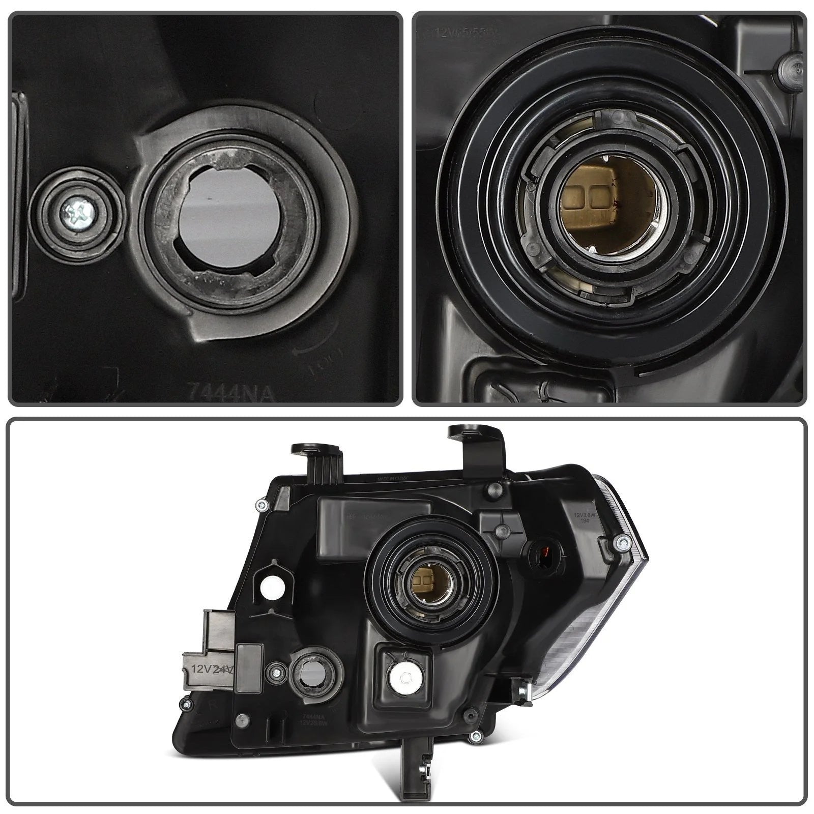 Pair Kit Headlights Assembly For 2009-2021 Nissan For Frontier Truck Black Amber KOEEP [11]