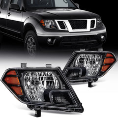 Pair Kit Headlights Assembly For 2009-2021 Nissan For Frontier Truck Black Amber KOEEP [1]