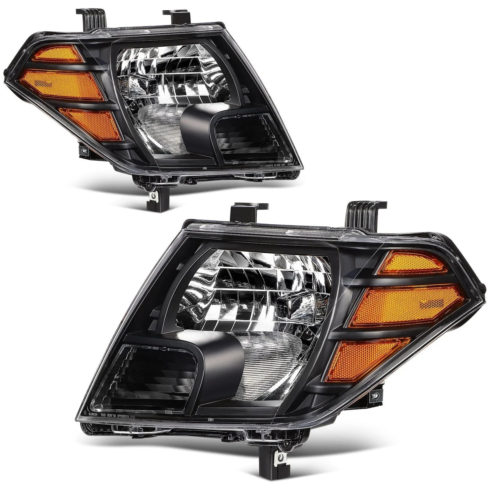 Pair Kit Headlights Assembly For 2009-2021 Nissan For Frontier Truck Black Amber KOEEP [4]